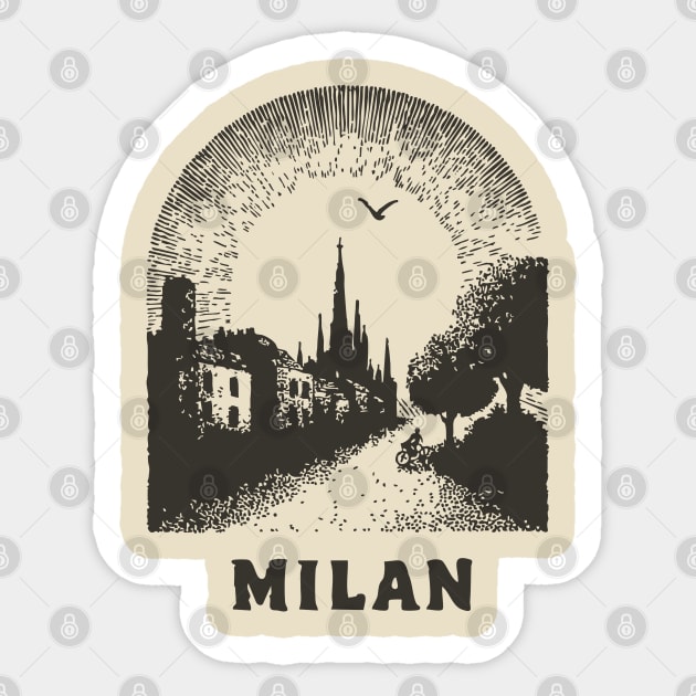 Milan T-Shirt | Vintage Duomo di Milano & City Street Tee Sticker by TuncGK